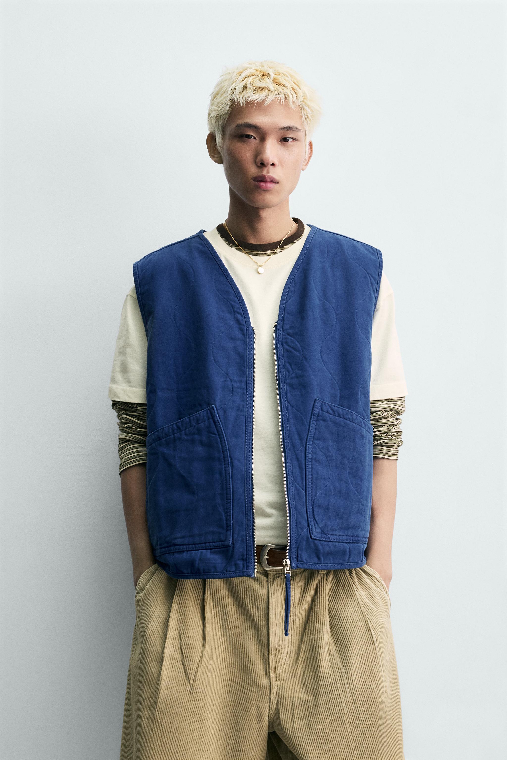 WASHED TOPSTITCHED VEST